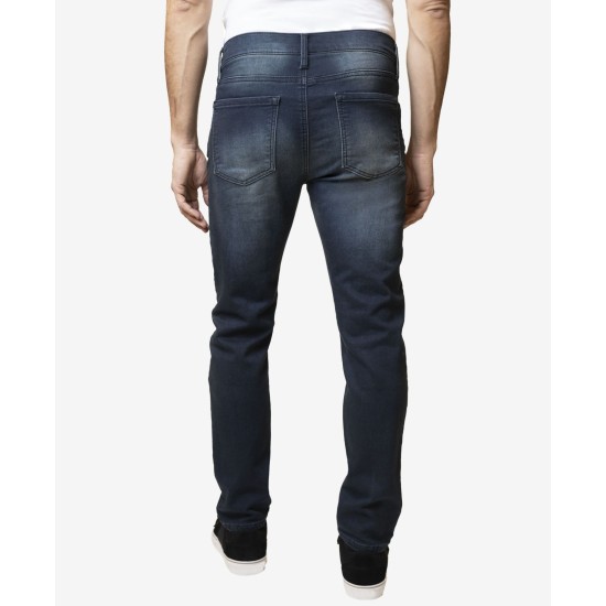  Men’s 5 Pocket Knit Skinny Denim Jean, Blue, 30×32