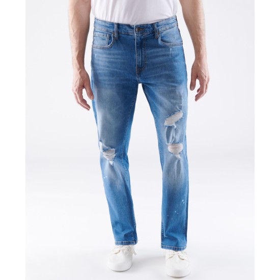  Mens Straight-Fit Stretch Jeans, Blue, 33×30