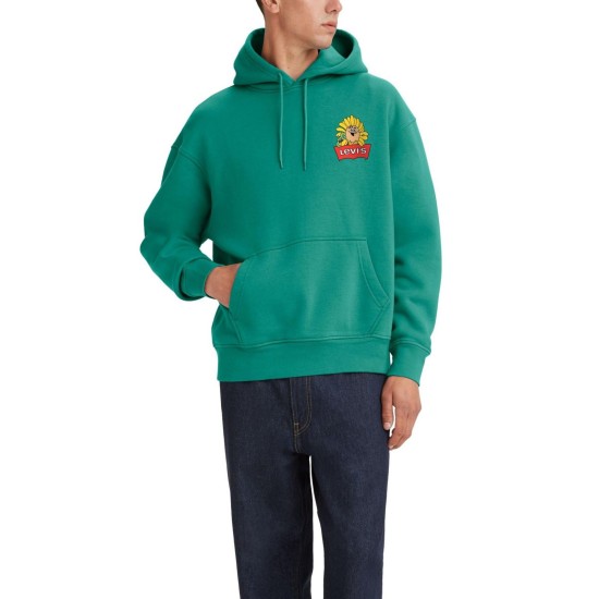 Levi’s Mens Graphic Relaxed Fit Hoodie, Green, XX-Large