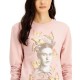  Juniors’ Frida Graphic Print Sweatshirt, Pink, Small