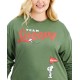  Trendy Plus Size Long-Sleeve Cotton Snoopy T-Shirt, Green, 1X