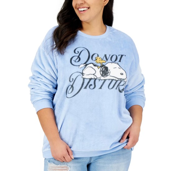 Womens Plus Size Peanuts Snoopy Graphic Plush Sweatshirt