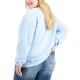  Womens Trendy Plus Size Cotton Graphic Top (Blue, 3X)