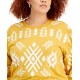  Womens Trendy Plus Size Aztec Sweatshirts, Yellow, 2X