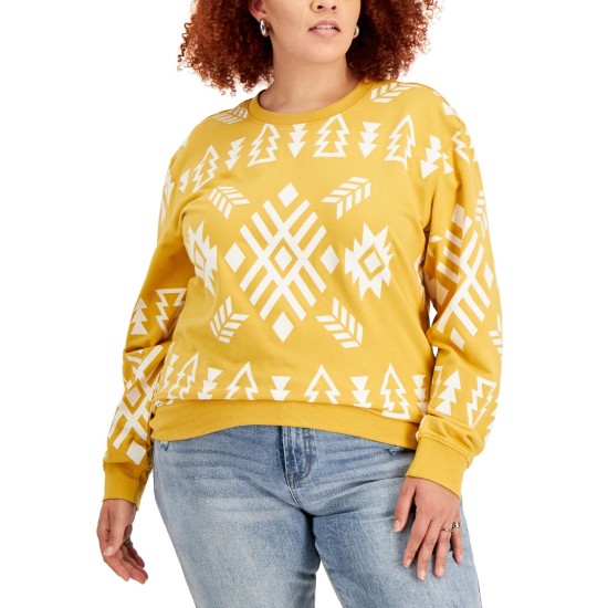  Womens Trendy Plus Size Aztec Sweatshirts, Yellow, 1X