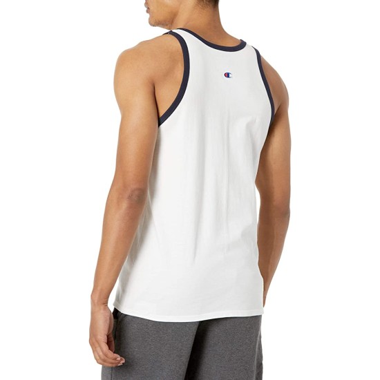 Men’s  Classic Graphic Tank Top, White/Navy, Small