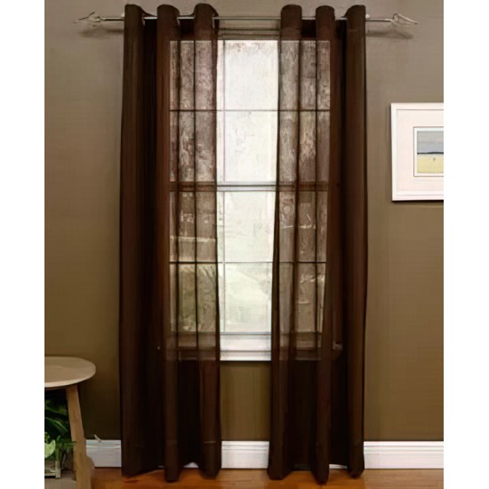  Preston 108-inch Sheer Grommet Panel, brown , 48×108