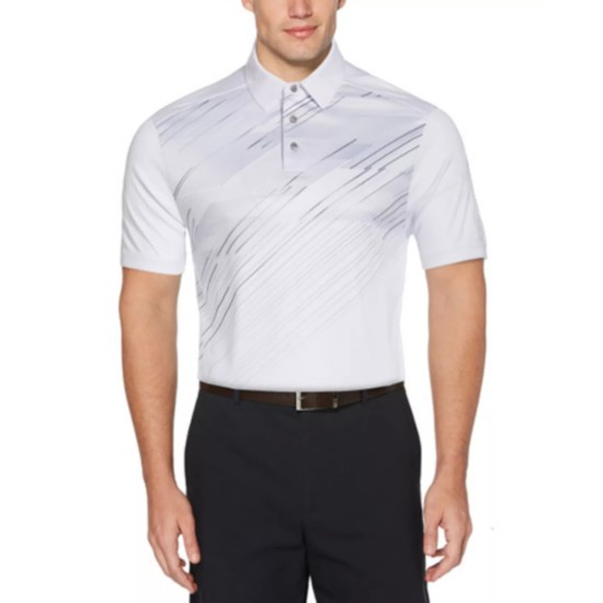  Men’s Diagonal Gradient Polo Shirt, White, S