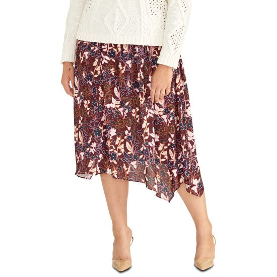  Womens Trendy Plus Size Printed A-Line Skirts, Pink, 0X