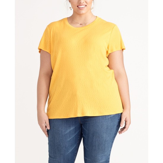  Womens Slit Back Pullover Blouse, Yellow, 1X
