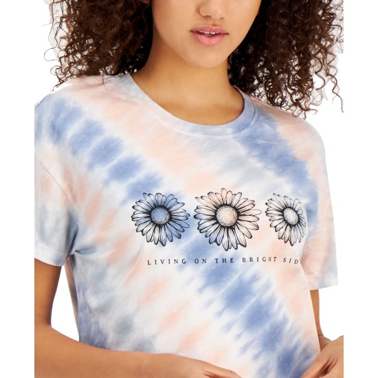  Juniors’ Sunflower Tie-Dyed T-Shirt