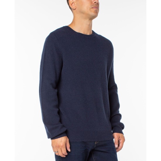 Mens Textured Crewneck Sweaters, Blue, XX-Large
