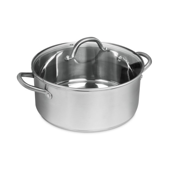  Pro Stainless Steel 7.5-Qt.Casserole with Glass Lid, Silver
