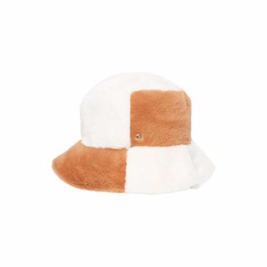  Women’s Reversible Faux Fur Suede Bucket, White and Brown