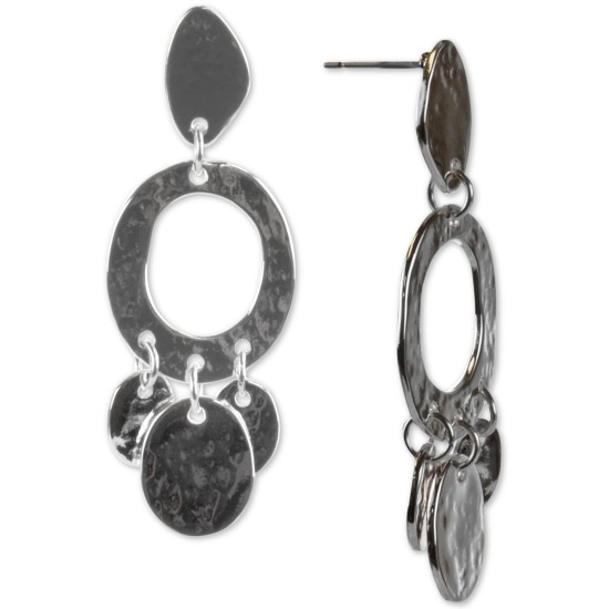Style & Co Stainless Steel Shaky Disc Hammered Drop Earrings, Gray