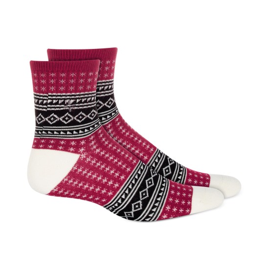  Mens Aztec Print Holiday Quarter Socks, Red
