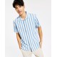  Men’s Charlie Playa Stripe Short-Sleeve Button-Up Denim Camp Shirt, Light Blue, XXXL
