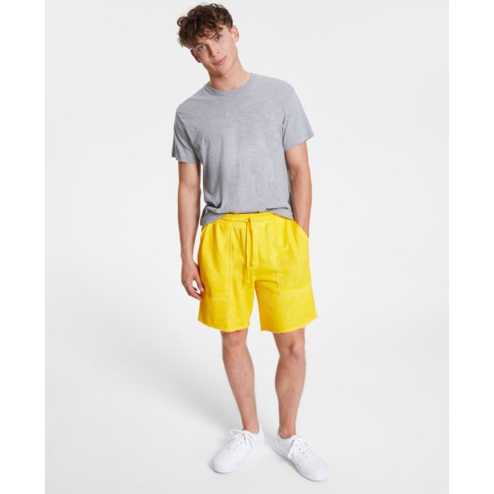  Men’s Garment Dyed Fleece Shorts, Yellow , L