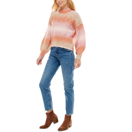  Juniors Ombre Mock-Neck Sweaters, Pink, Large