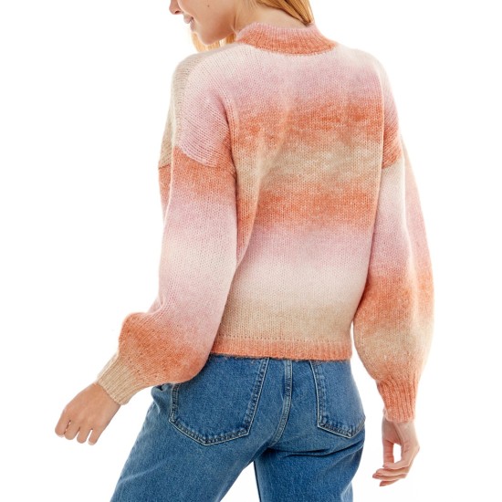  Juniors Ombre Mock-Neck Sweaters, Pink, X-Large