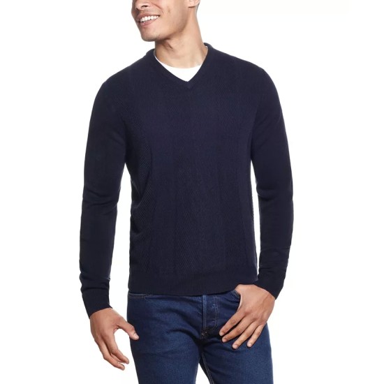  Men’s Soft Touch V-Neck Sweater, Navy, Small
