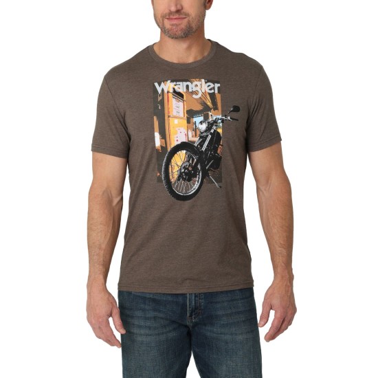  Men’s Photobike Graphic T-Shirt, Brown, M