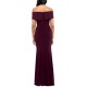  Women’s Off-the-shoulder Slit Gown Dress, Wine, 2