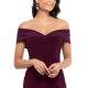  Women’s Off-the-shoulder Slit Gown Dress, Wine, 2