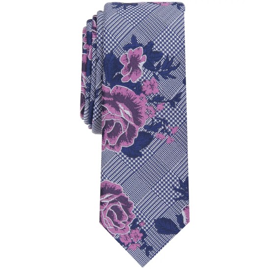  Men’s Crest Floral Tie, Purple