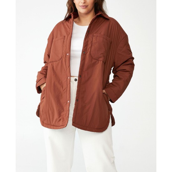 ,Trendy Plus Size Puffer Shacket Jacket