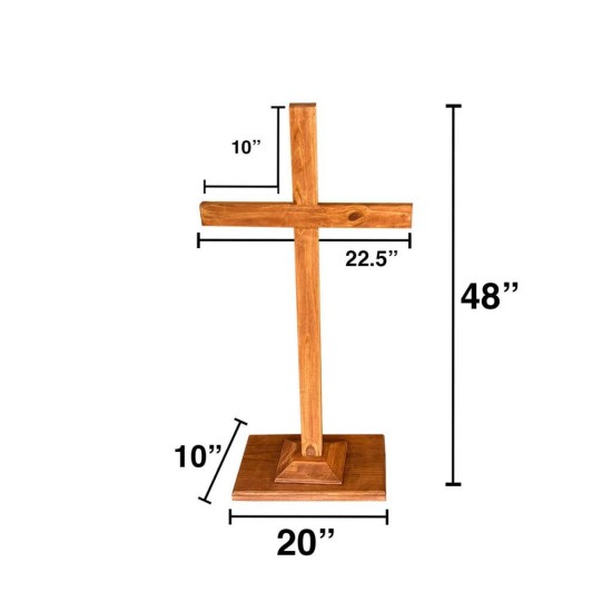 Handmade Tall Wooden Cross with Stand, 48” Stand Up Cross, Cross with Base, Handmade Wooden Stand Up Cross, White