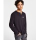  Men’s Long-Sleeve Graphic Henley, Black, Small
