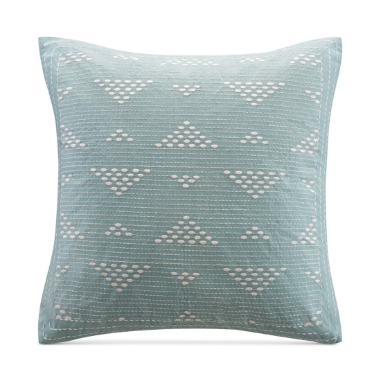  Cario Embroidered Square Decorative Pillow Bedding, 18X18″, Blue