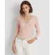  Women’s Lace-Trim Henley Top, Pink, Large