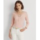  Women’s Lace-Trim Henley Top, Pink, Medium