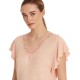 Linen-blend Jersey Flutter-sleeve T-shirt In Pale Pink