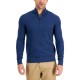  Mens Layering Collared 3/4 Zip Pullover  Sweater, Blue, X-Large