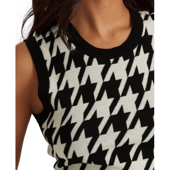  Houndstooth Sleeveless Sweater Dress In Polo Black Multi, Large