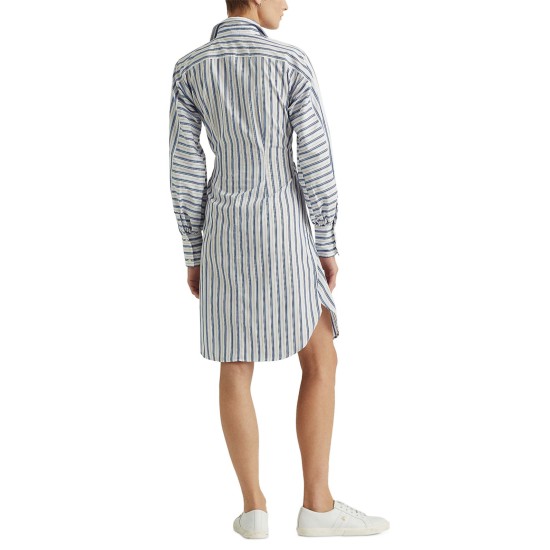  Striped Cotton Broadcloth Shirtdress, 16