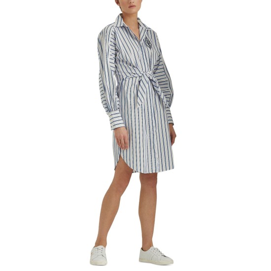  Striped Cotton Broadcloth Shirtdress, 16