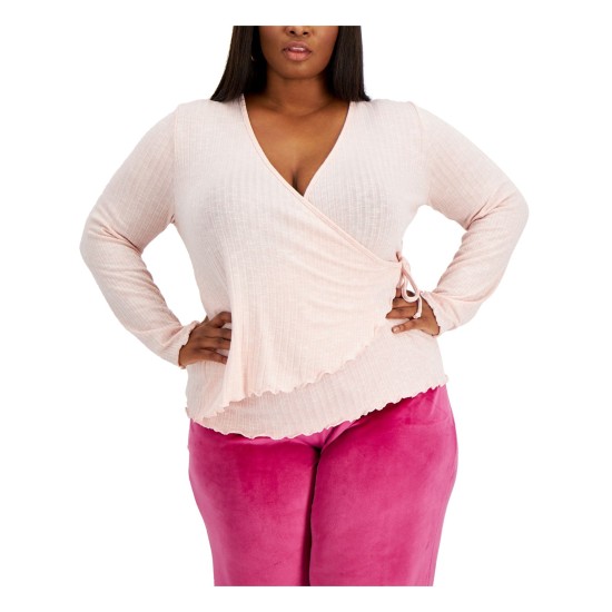  Womens Trendy Plus Size Hacci Wrap Sweater, Blush, 3X-All