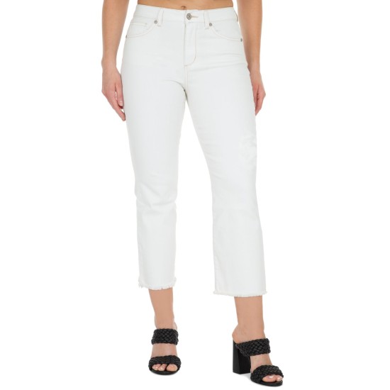  Juniors’ Cropped Kick-Flare Jeans, White/11