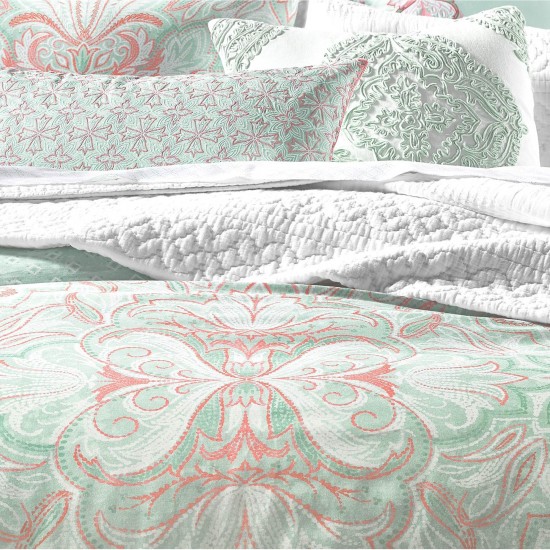  Martina Collection Comforter Cover Set Cotton Full/Queen and 2 Standard Pillowshams, Mint