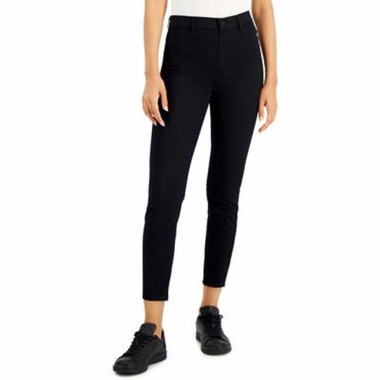  Juniors’ High Rise Pull On Skinny Jeans, Black, X-Small