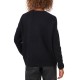  Womens Center Seam Crewneck Sweater, Black, L