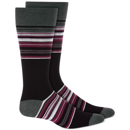  Men’s Striped Dress Socks, Black,size 7-12