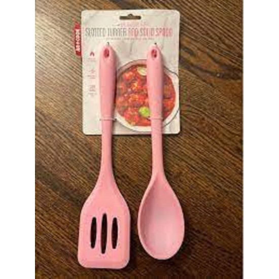 Art & Cook 2 Piece Silicone Soup Ladle & Pasta Serving Set Pink Cookings