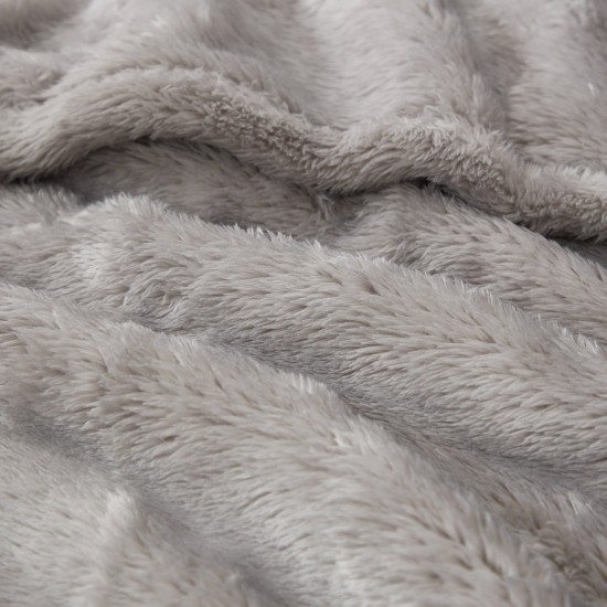  Antimicrobial Grey Solid Polyester Throw, Gray, 50″ x 60″
