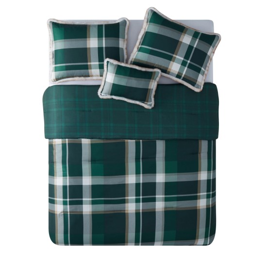  Curtis Plaid Reversible Comforter Set – Queen – Green