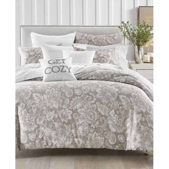  Damask Designs Jacobean 300TC 2 Piece Comforter Set, Gray, Twin XL